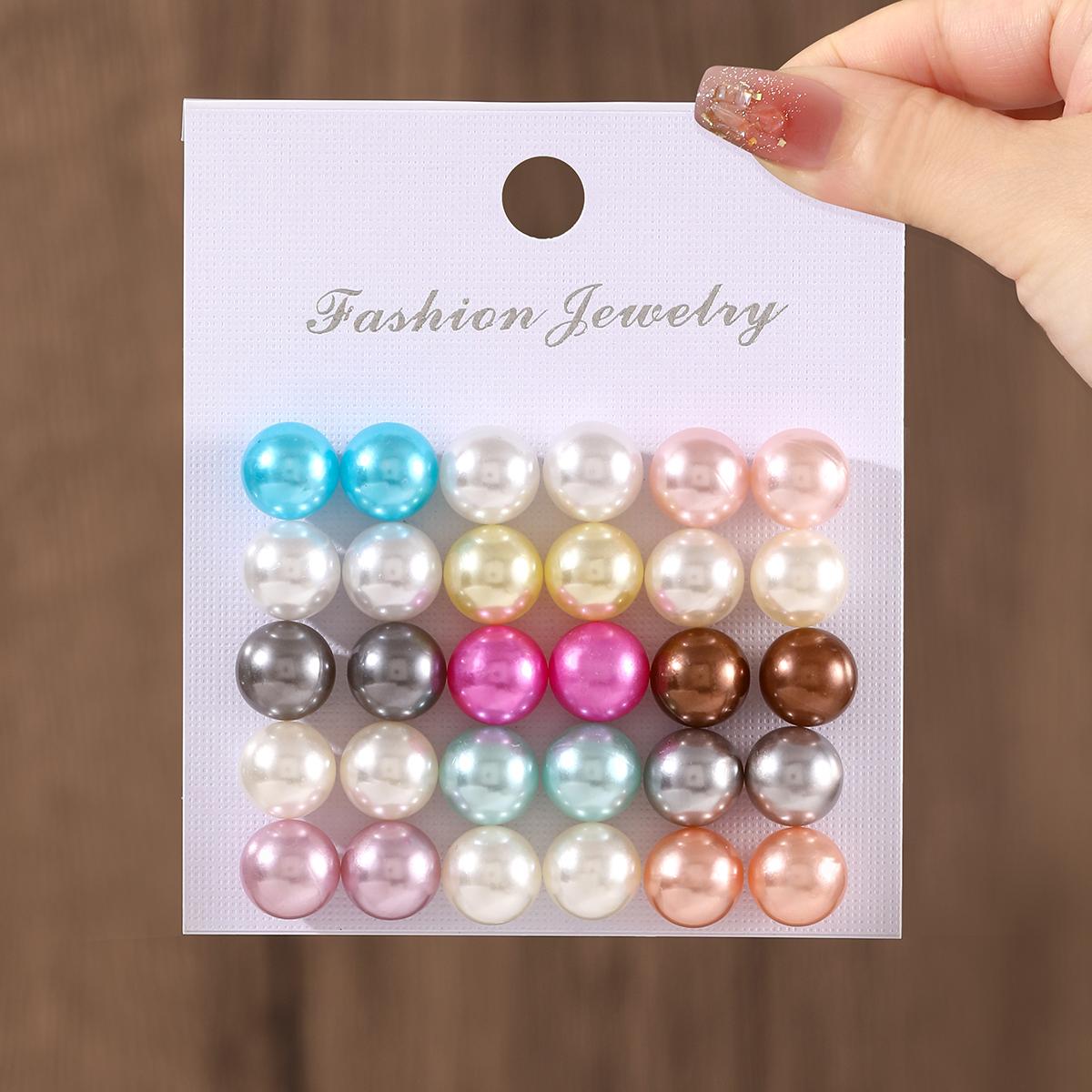 

15 пар простых разноцветных серег-пусетов с имитацией циркона, корейские серьги с шариками, элегантные женские серьги для вечеринки и на каждый день, подарки с цирконом разноцветный