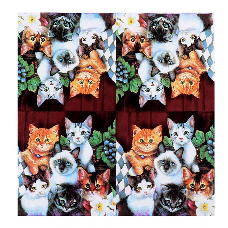 Colorful Cat-Themed Paper Napkins for Restaurants and Hot Pot Tables