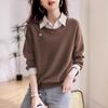 Fashionable Temperament Long Sleeved Hoodie for Women Autumn Casual Slimming Look Fake Two-piece Hoodie for Women Pullovers & Long Sleeves Women’s