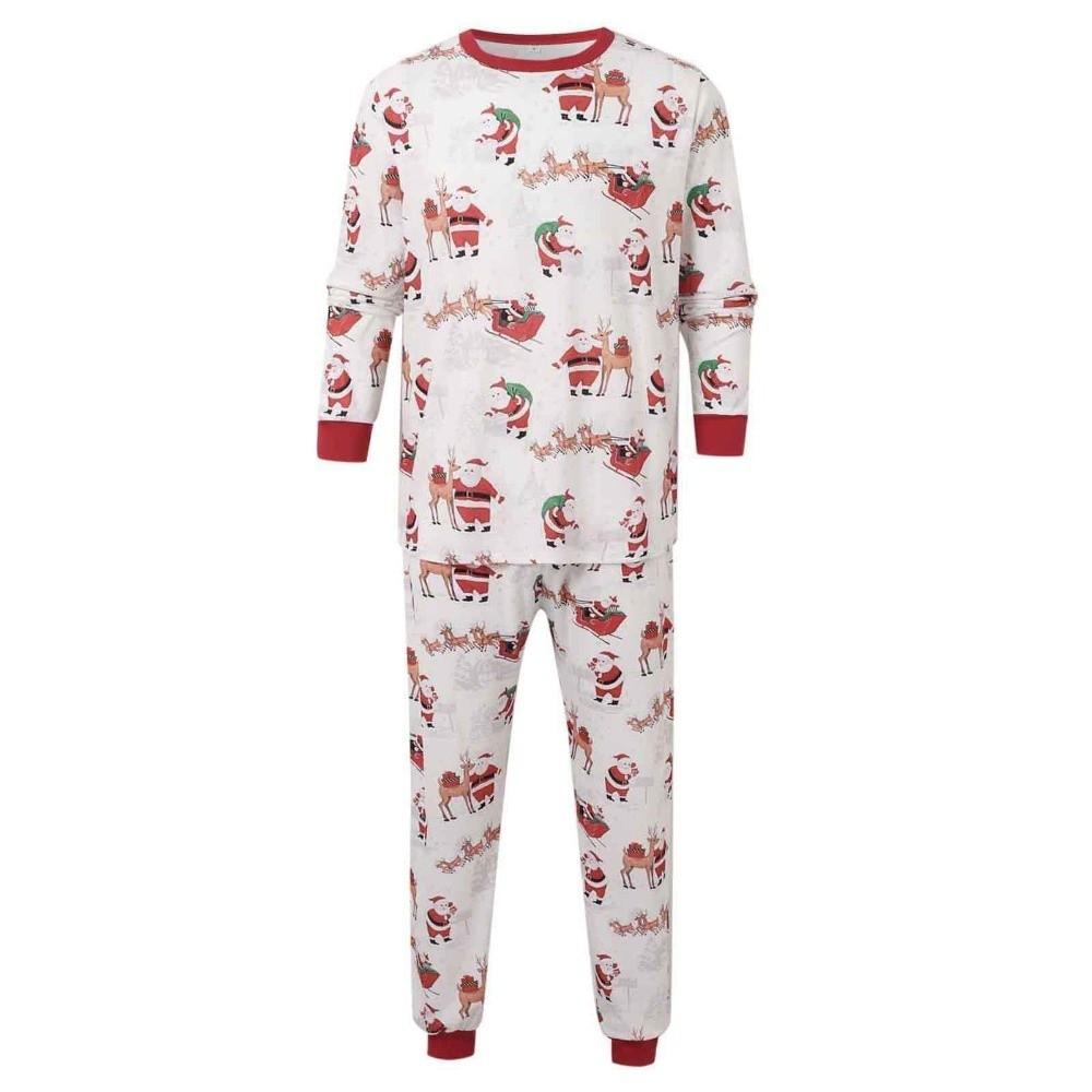 Cartoon Christmas Family Matching Outfits Parent-child Santa Claus Adult Kids Loungewear Elk Sled Skiing Xmas Sleepwear Winter