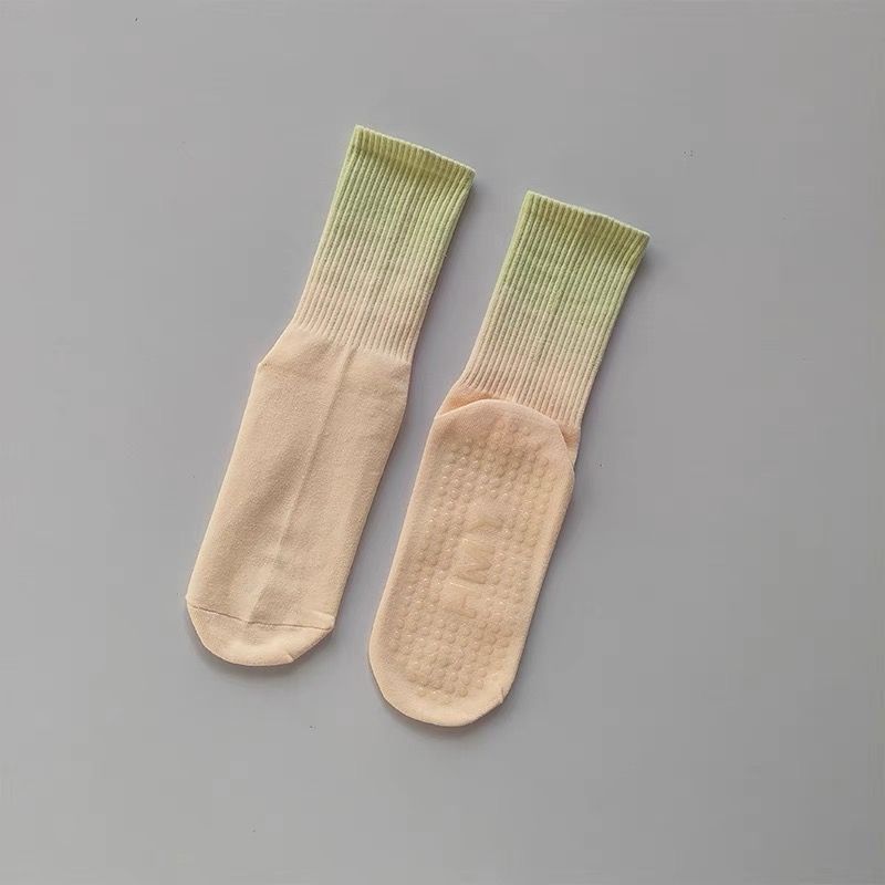 

Yoga Knee Socks Female Spring & Fall Pure Cotton Silicone Anti-Slip Sports Gradient Pilates Non-Slip Professional Sports Socks Orange