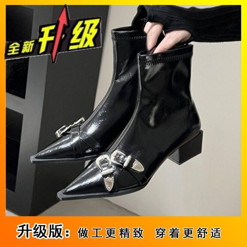 Niche fashion comfortable versatile pointed Martin boots season fashion temperament thin boots 35