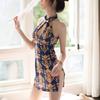 Fun Underwear New Printed Cheongsam Nightclub Tight Cheongsam Dark Flower