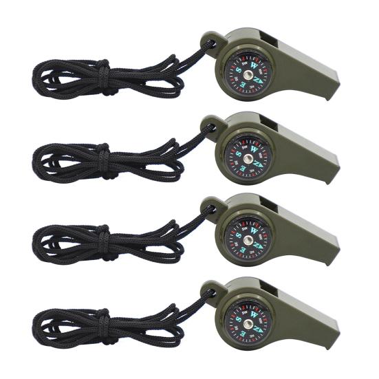 2/4 Stück Notfall-Überlebenspfeifen mit Trageband Lauter Ton Kompakt Tragbar 3-in-1 Notfall