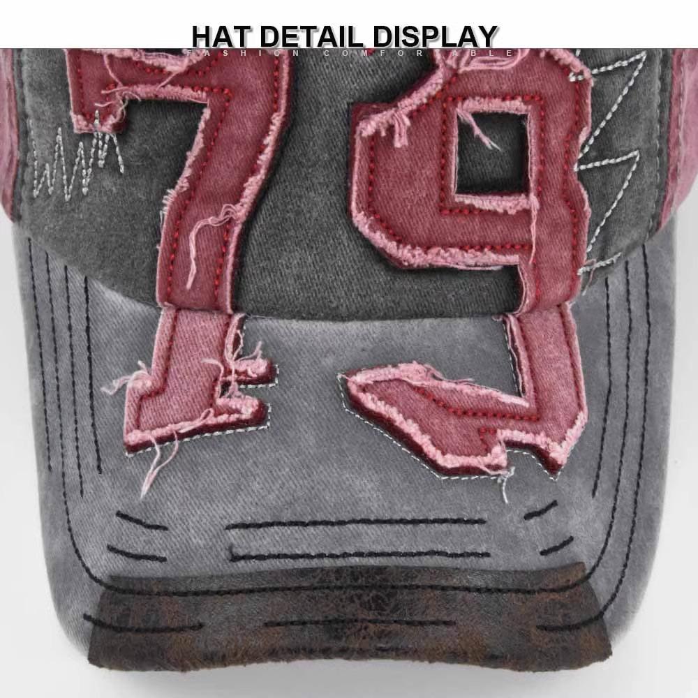 Color matching washed baseball cap embroidered baseball cap three-dimensional patch letter embroidery cap sun hat
