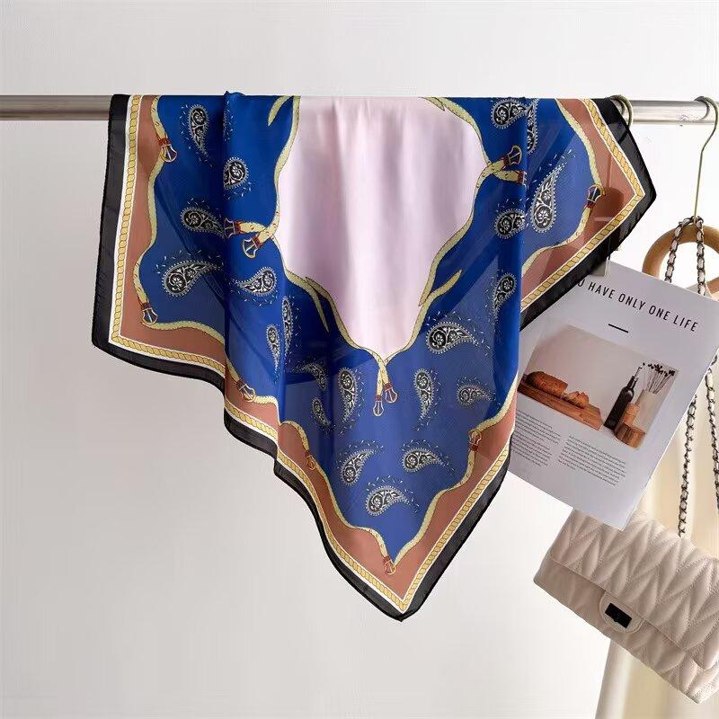 68Cm Password Printed Scarf Women'S Spring And Summer New Emulated Silk Scarf High-End Cashew Versatile Headscarf Scarfs Shawl