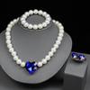 Simple Style Love Earrings Bracelet Necklace A Set Of Pearl Wedding Accessories Jewelry