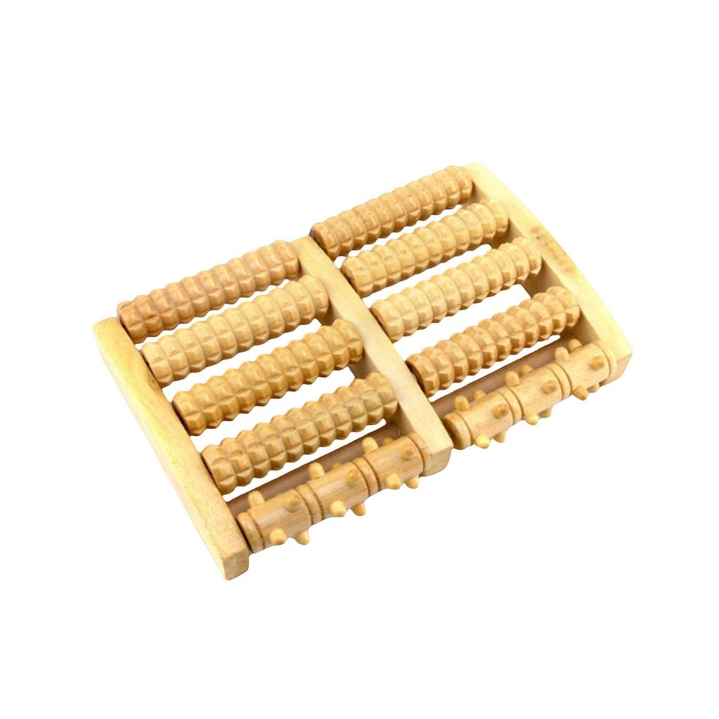 Wooden Foot Acupoint Roller Massager Natural Wood Five-row Foot Ball Cross-border Warp Dredging Massage Wheel