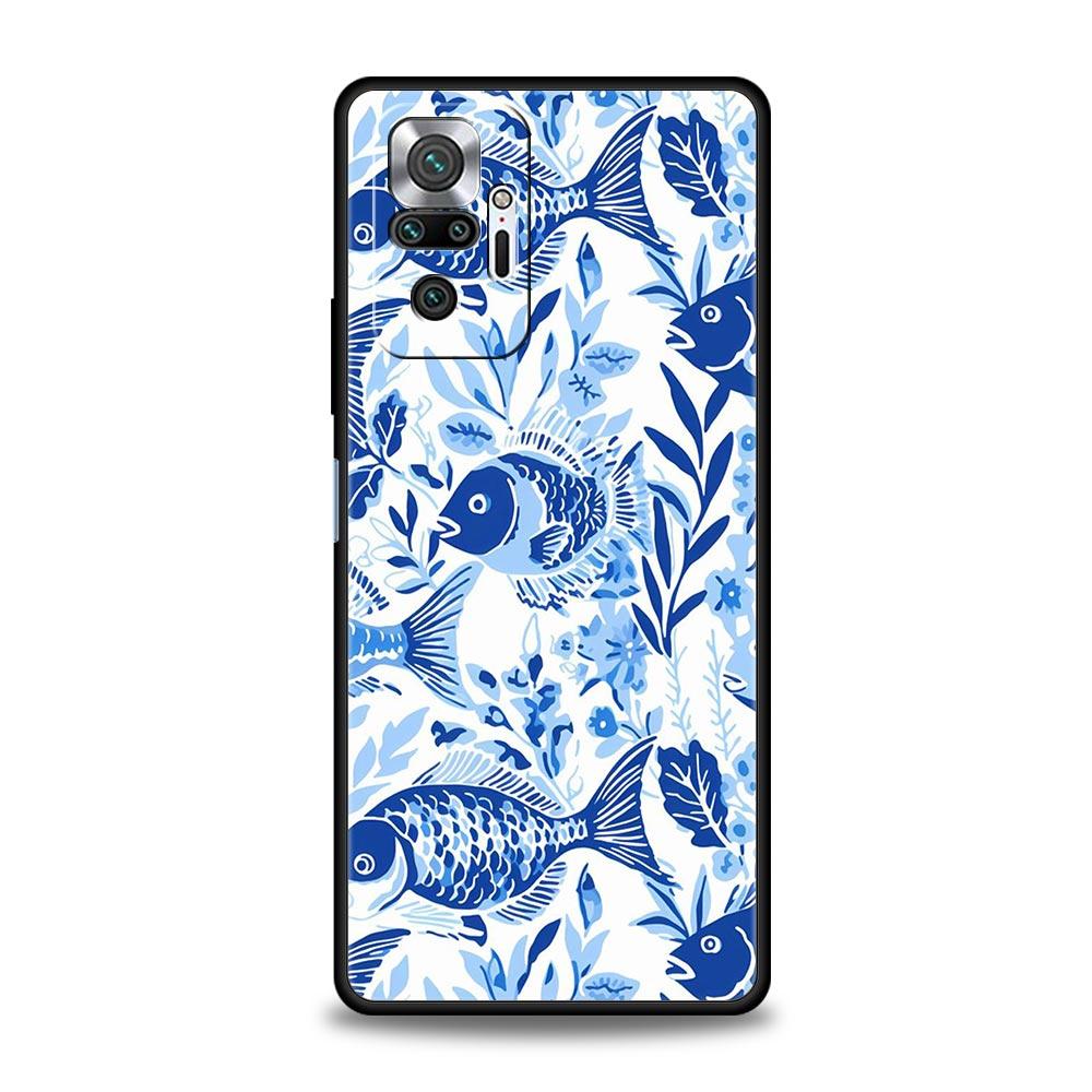 Blue Ocean Fish Phone Case Cover for Redmi 14C 10C Note 15 14 13 12 10 11 K40 Pro Plus 5G Shockproof Soft TPU Shell Fundas Bags