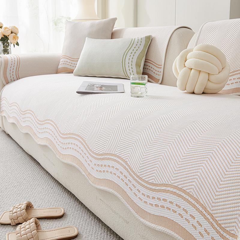 Cool Feeling Cold Silk Cold Bean Sofa Cushion Summer Mat Cushion Non-Slip Seat Cushion Summer Straight Row Sofa Cover Cover Cloth