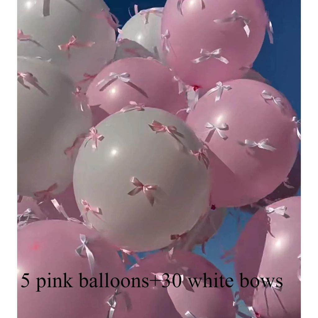 Rosa rosettband Coquette Ballonger för Möhippa Förlovning Bröllop Baby Shower Dekorationsballonger