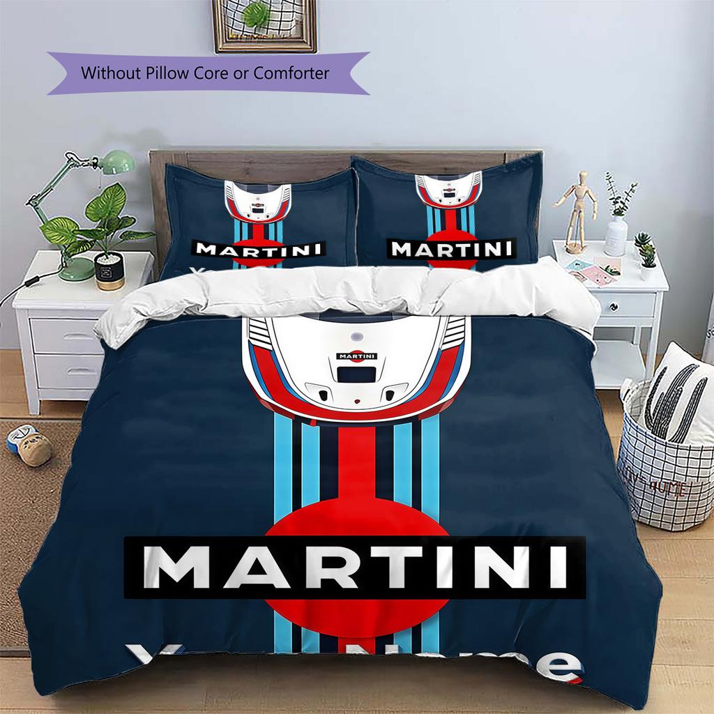 Custom Name Martini Racing Bedding,Quilt Set Quilt Cover Pillowcase Home Birthday Gift(1 * duvet cover + 2 * pillowcase, without core) -HE76