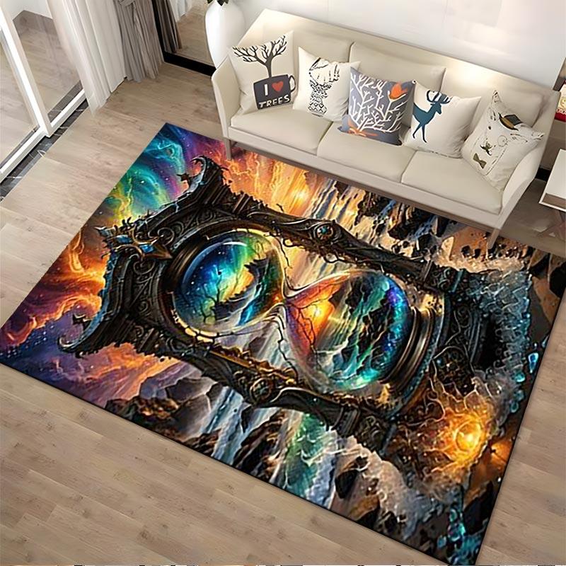 Colorful Fantasy Hourglass Patterned Carpet with Ocean and Sunset Design Suitable for Use As an Anti-slip for Living Room Bedroom Sofas