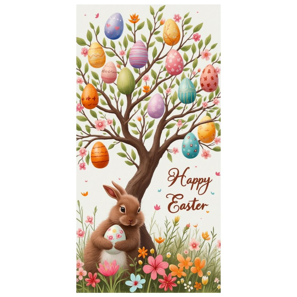 Easter Banner Spring Flowers Happy Easter Display Easter Egg Backdrop Festive Design For Spring Celebration Family Gathering