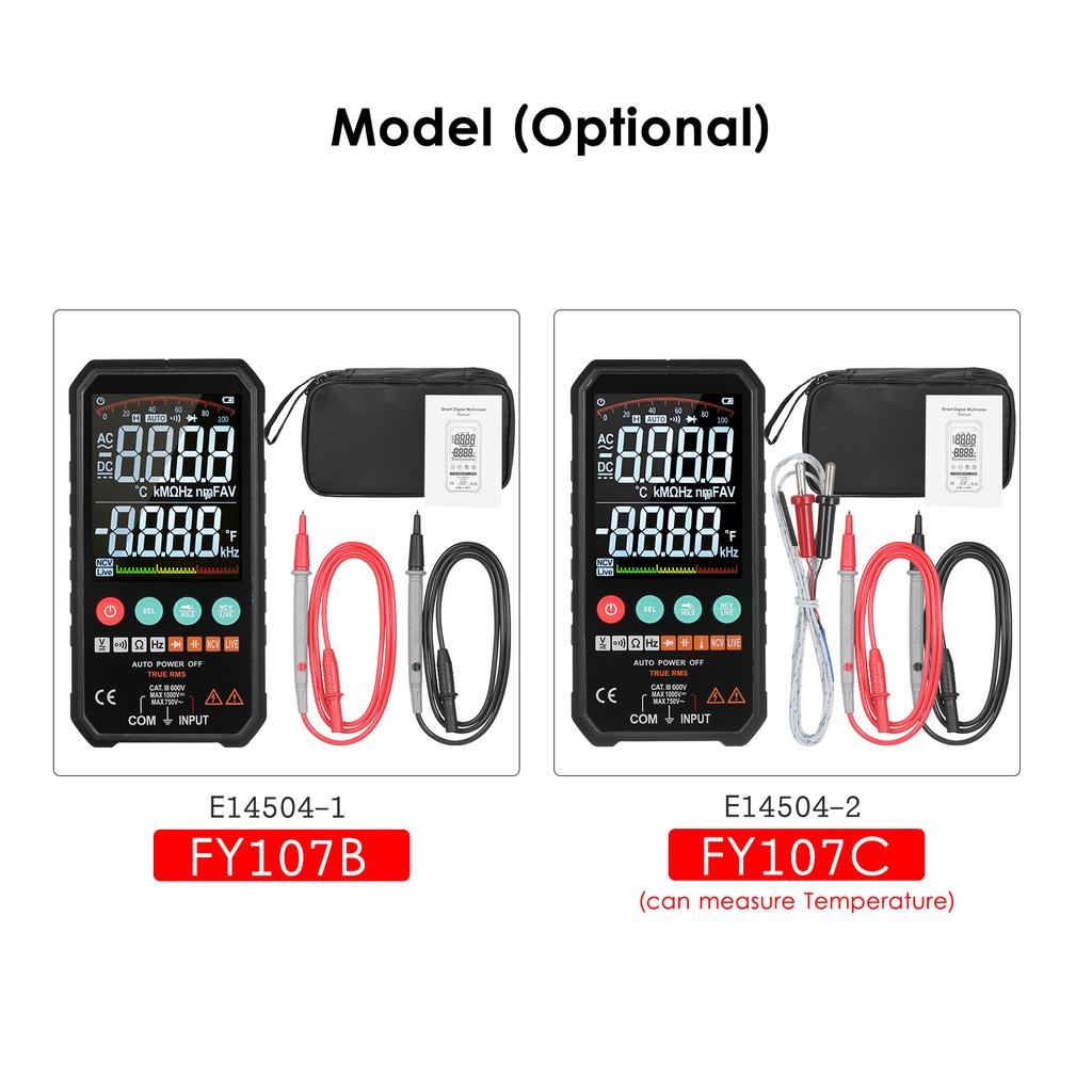 Superschlankes, handflächengroßes 3,3-Zoll-LCD-Digitalmultimeter mit 6000 Zählwerten, echtem RMS-Universalmessgerät, hoch