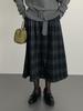 Vintage Woolen Plaid Academy Skirt - High Waist, Slimming Mid-Length Design for Casual Wear