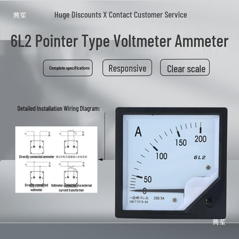 AC Direct Connection 6L2-A Ammeter & 42L6 Voltage Meter, 450V Pointer-Type.