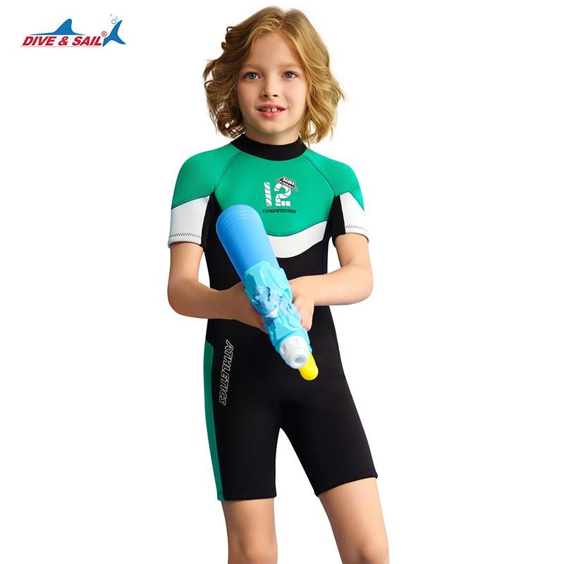Kids 2.5mm Neoprene Wetsuit Short Sleeve Full Body Dive Snorkel Suit Swimming Surfing Sailing Winter
