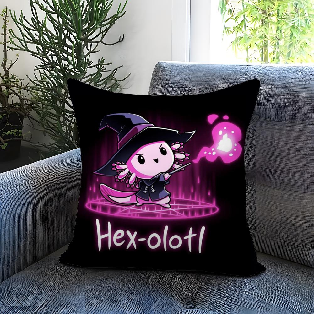 Cute Axolotl Cartoon Cushion Cover Comfortable Reversible Pillow Cover Ideal for Car Sofa Bedroom & Beyond