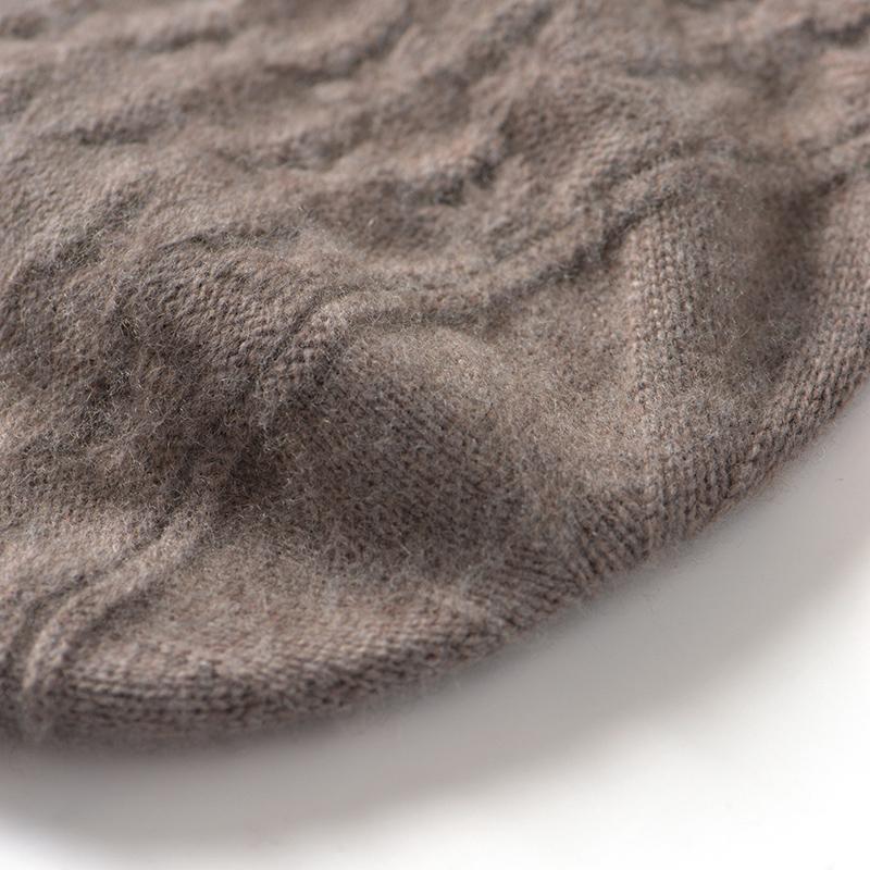 Ladies' 100%Cashmere Butterfly Braid Knitted Hat For Autumn And Winter Fashion Windproof And Leisure Baotou Ear Protection Hat