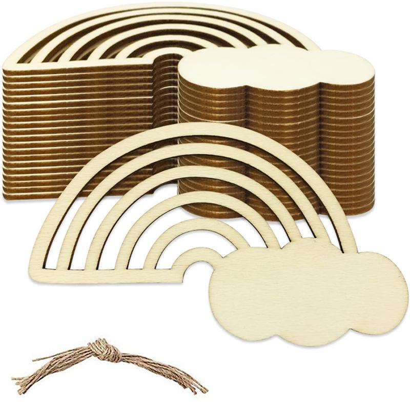 

Нераскрашенные радужные деревянные украшения для DIY, свадебных и рождественских украшений 10-piece set
