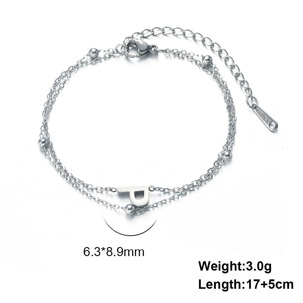 Dreamtimes 26 Alphabet Letter Charm Bracelet Silver Color Chain Initial Bracelets For Women Jewelry Adjustable Birthday Gift