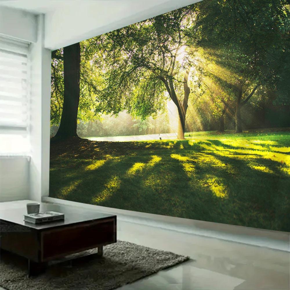 Beautiful Forest Tapestry Mist Jungle Landscape Wall Hanging Bohemian Fabric Decorative Carpet Home Room Background Poster