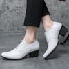 Trend Brand Designer White Black Patent Leather Elevator Cuban Shoes For Men Pointed Loafers Wedding Dress Prom Formal Footwear