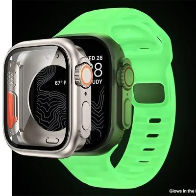 Silicone Strap+case For Apple Watch Case 44mm 45mm 41mm 40mm Screen Protectores Change To Ultra For iWatch Series 8 7 SE 6 5 3