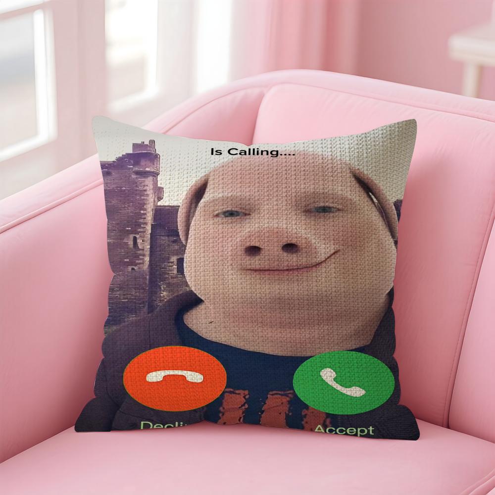 John Pork Dzwoni Poszewka na Poduszkę Naturalny Len Poszewka na Poduszkę Dwustronny Nadruk Dekoracyjna Poszewka na Poduszkę Sofa Wystrój Domu Prezent