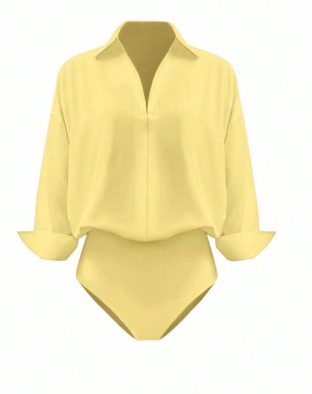 2026 European Fashion Slim-fit Mid-sleeve Women's Lapel Shirt