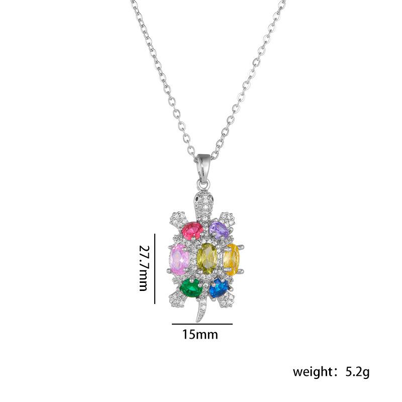 Colorful Zircon Cute  Sea Tortoise Pendant Necklaces for Women Girls Jewelry Gifts Turtle Zircon Pendant Necklace Birthday Gifts