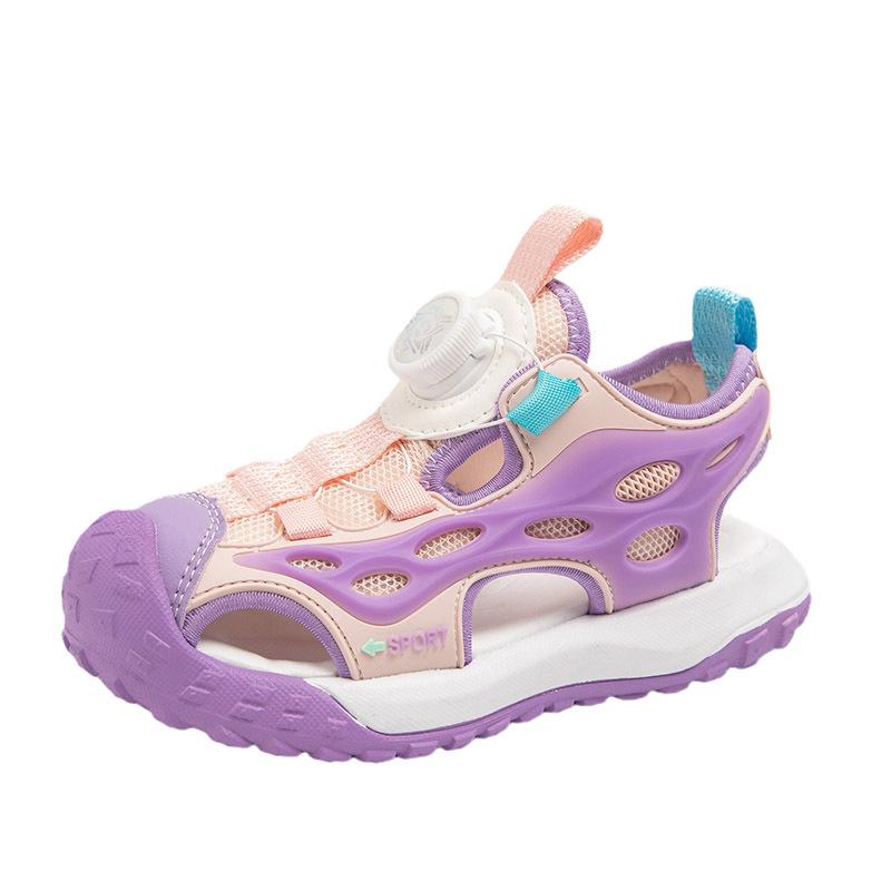 

Girls sports sandals 2025 summer new rotating button children s casual shoes hollow boys bag head beach shoes 27-31 yards, 5 pairs in one hand лавандовый