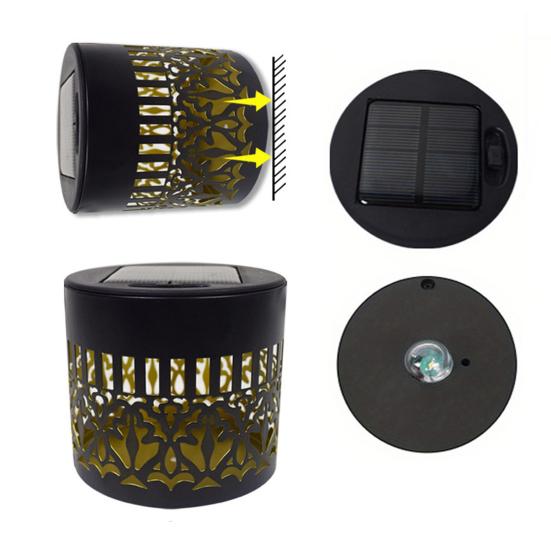 Solar Fence Light Outdoor Deck Step Wall Light Waterproof LED Warm Yellow Light with Flower/Butterfly Pattern for Yard Porch Patio Backyard Decor