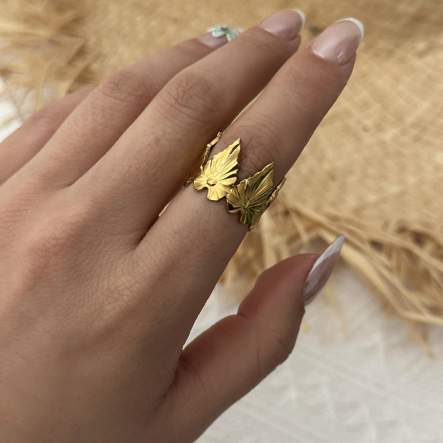 

Stainless Steel Vintage Punk Finger Rings Set For Women Men Gold Plated Flower Leaves Texture Open Ring Party Statement Zircon