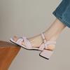 New Flat-soled Sandals Women's Summer Korean Version One-word Sandals Women's Buckle Soft Sole Size Women's Shoes Low-heeled Shoes Square Head