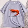 Mi Bomboclat Shrimp T Shirts Retro  Short Sleeve Funny Fish Tee Fisher Silly  Cotton Short Sleeve Round Neck Tshirts
