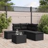 Vidaxl 6-Cz. Garden Furniture Set With Cushions, Black Poly Rattan