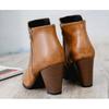 Women's Fall/Winter Vintage Chunky Heel Side-Zip Ankle Boots Solid-Color Pointed-Toe High-Heel Shoes