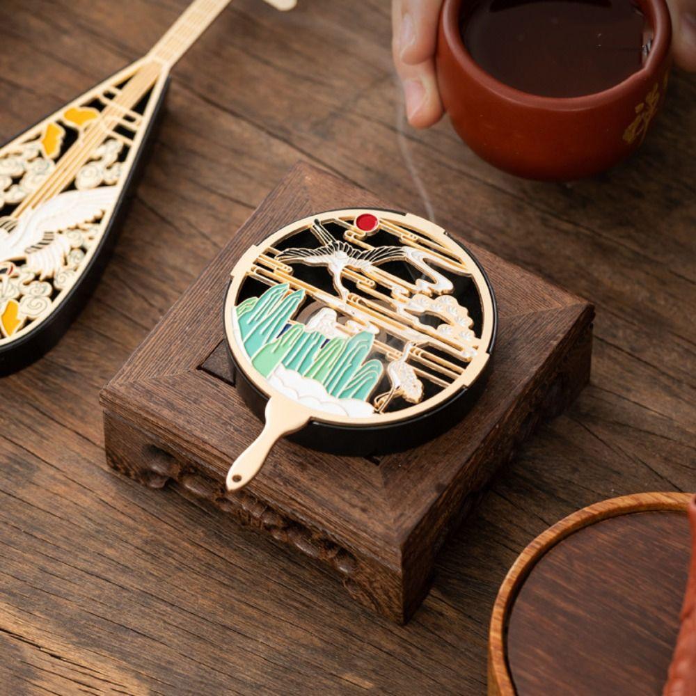 

Ancient Style Mini Incense Burner Box Crane Painted Incense Censer Tea Ceremony Style A