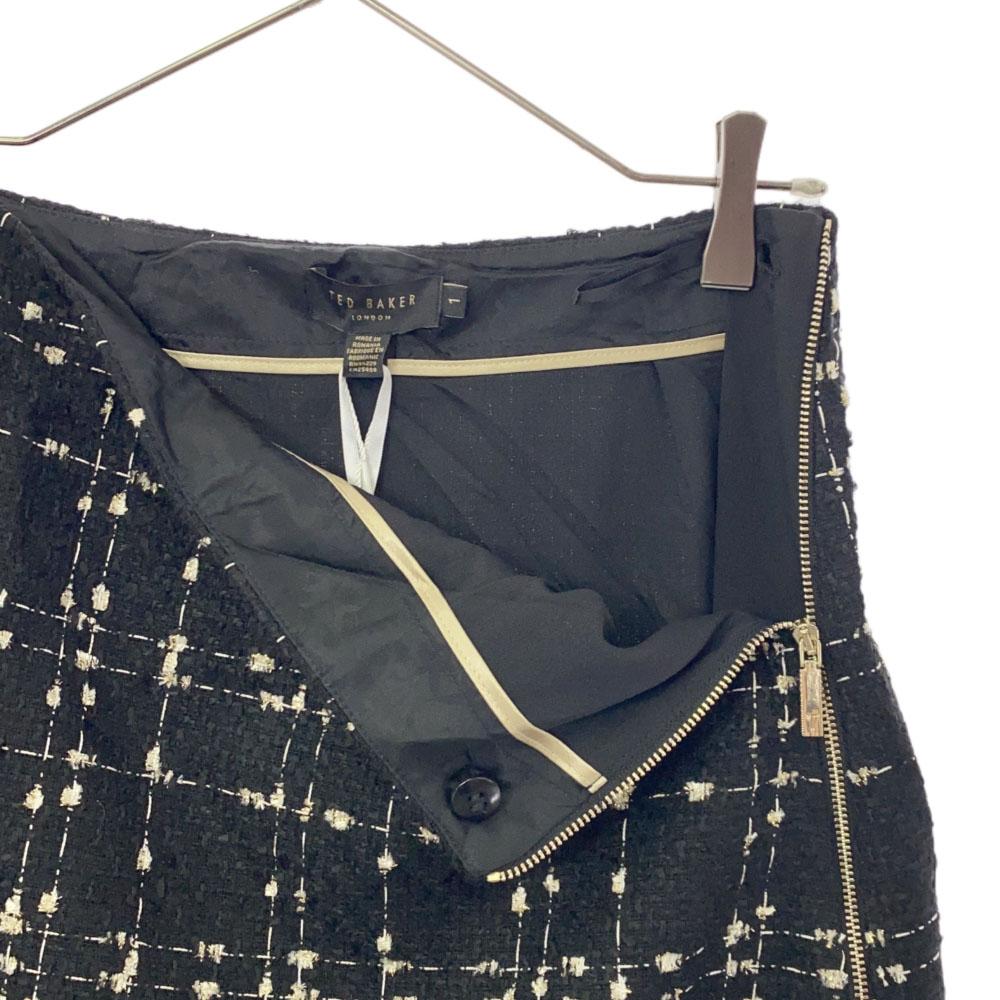 Nieużywana Mini spódnica w kratę tweedową TED BAKER 1 czarna spódnica w kształcie litery A z metką Damska Używana