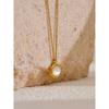 Yhpup Fashion Natural Shell Round Chic Pendant Necklace Waterproof Stainless Steel Golden High Quality Jewelry Accessories
