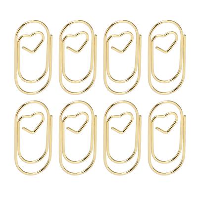 100pcs Paper Clips Portable Heart Shape Rustproof Electroplated Metal Paperclips   Supplies
