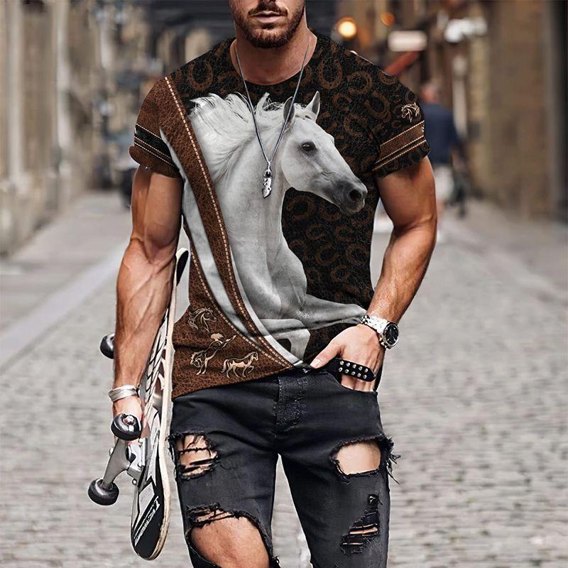 3D Print Horse T-Shirts Unisex Fashion Women's Tee Shirt Large Loose O-Neck T-Shirt Casual Short Sleeve T Shirt Horse Clothes