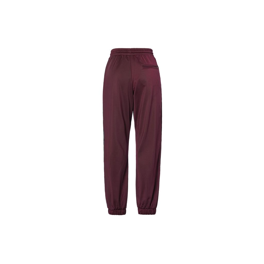 Adidas Originals Vintage Side Button Logo Striped Knit Sports Pants Women Bottoms Dark-Purple H61861