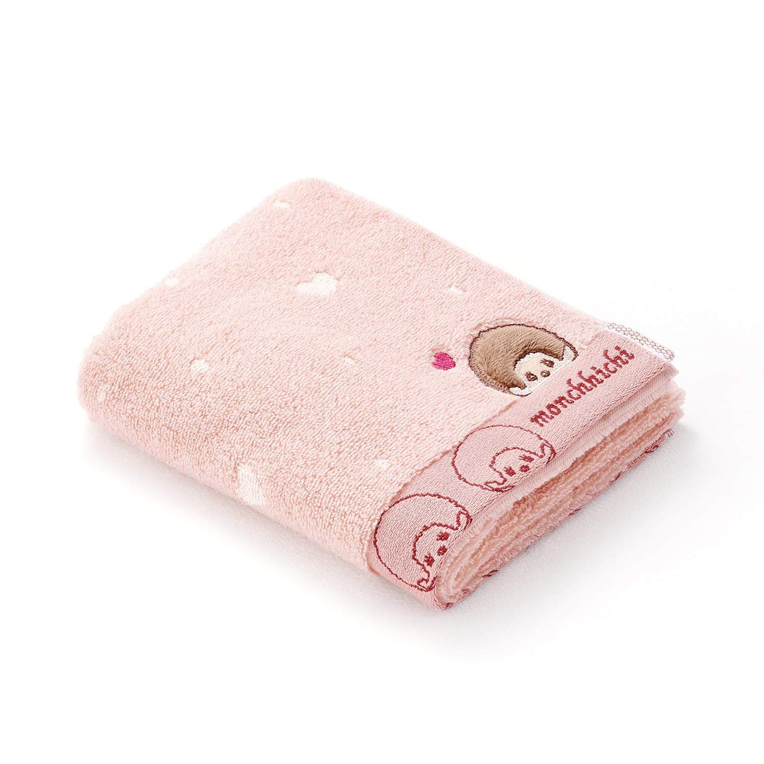 Monchhichi Dot Heart Face Towel Pink Cute Approximately 3480cm