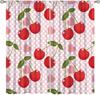 Erdbeer Frucht Blume Niedliche Vorhänge Groovy Funky Trendige Blumenbedruckte Stangentasche Fensterbehänge für Mädchen Schlafzimmer Wohnzimmer