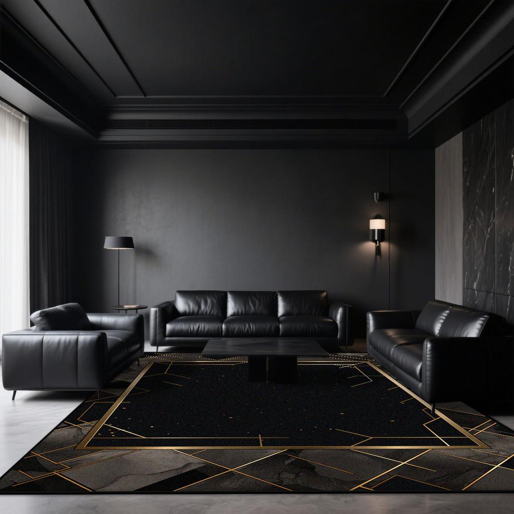 Black Marble Carpets for Living Room Dark toned Decoration Home Sofa Large Size Rugs Bedroom Cloakroom Short Velvet Floor Mat