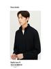 Men's 2025 Winter Black Fleece-Lined Half-Zip Stand Collar Sweatshirt