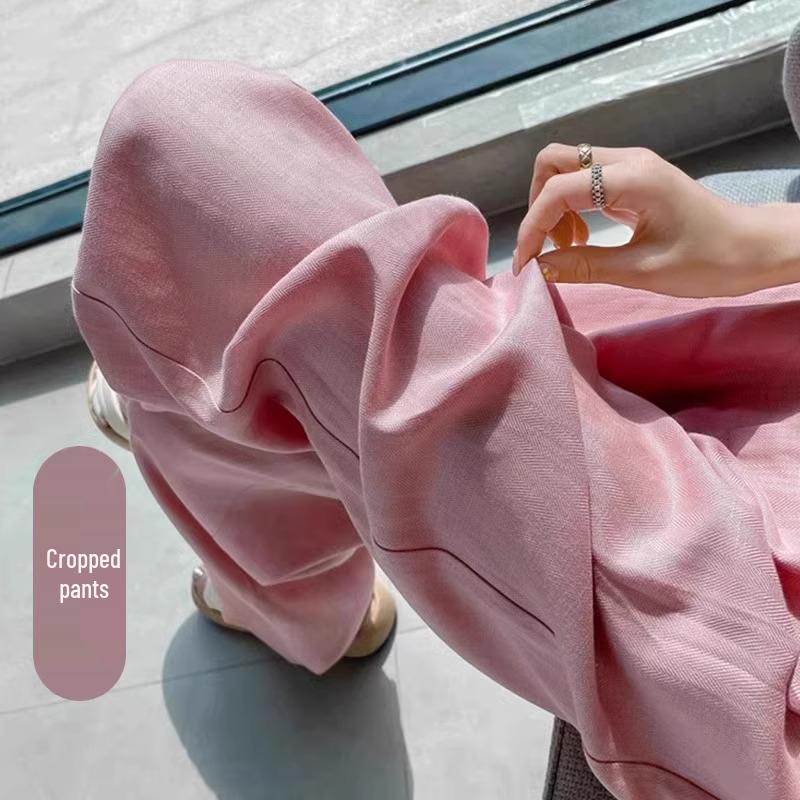 2024 Soft Breathable Wide-Leg Women's Summer Pants: High-End Sweat-Absorbent, Drapey Casual Straight-Leg Style